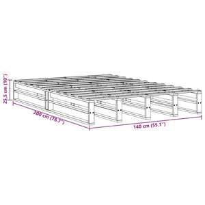vidaXL Solid Wood Bed Frame without Mattress 140x200 cm Pine Wood