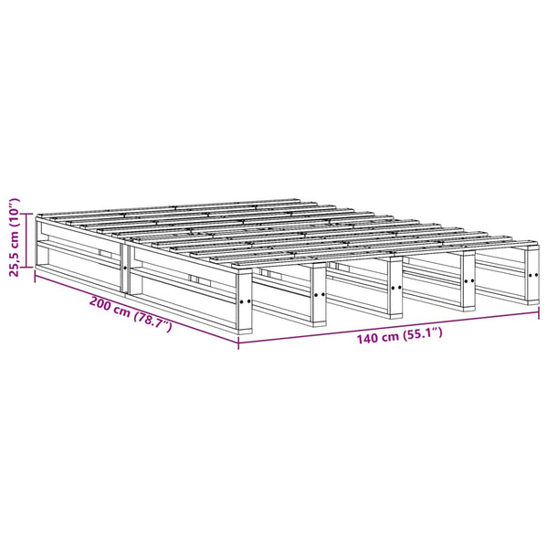 vidaXL Solid Wood Bed Frame without Mattress 140x200 cm Pine Wood