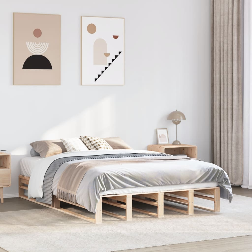 vidaXL Solid Wood Bed Frame without Mattress 140x200 cm Pine Wood