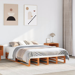 vidaXL Solid Wood Bed Frame without Mattress Waxed Brown 140x200 cm Pine Wood