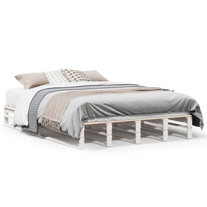 vidaXL Solid Wood Bed Frame without Mattress White 150x200 cm Pine Wood