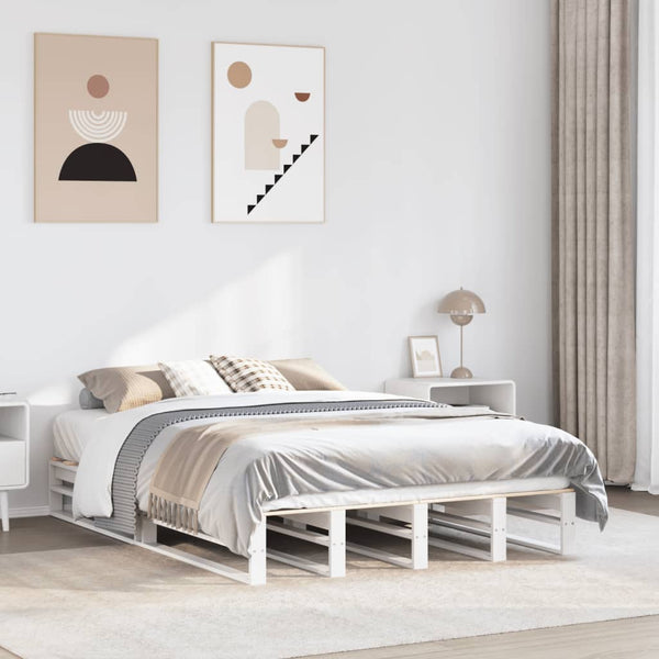 vidaXL Solid Wood Bed Frame without Mattress White 150x200 cm Pine Wood