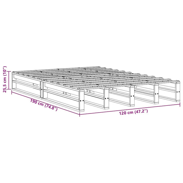 vidaXL Solid Wood Bed Frame without Mattress 120x190 cm Pine