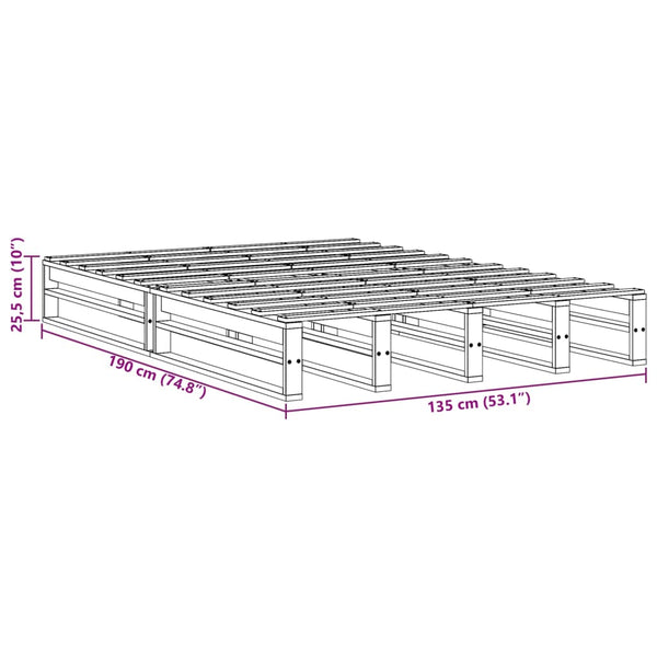 vidaXL Solid Wood Bed Frame without Mattress 135x190 cm Pine Wood