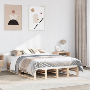 vidaXL Solid Wood Bed Frame without Mattress 135x190 cm Pine Wood