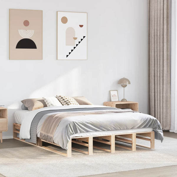 vidaXL Solid Wood Bed Frame without Mattress 135x190 cm Pine Wood