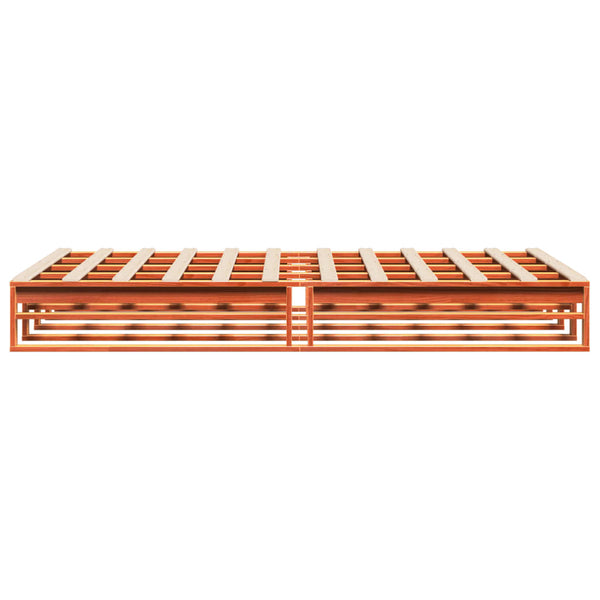 vidaXL Solid Wood Bed Frame without Mattress Waxed Brown 135x190 cm Pine Wood