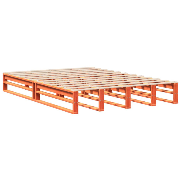 vidaXL Solid Wood Bed Frame without Mattress Waxed Brown 140x190 cm Pine Wood