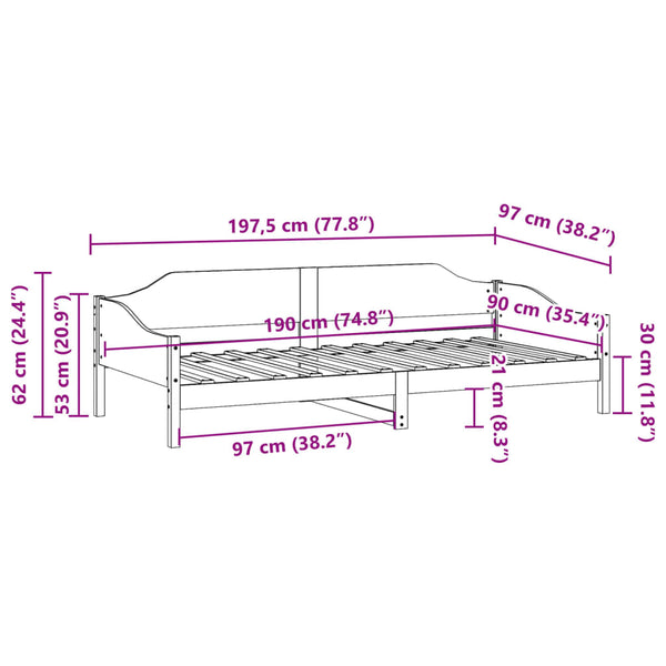vidaXL Solid Wood Bed Frame White 90x190 cm Pine Wood (No Mattress)