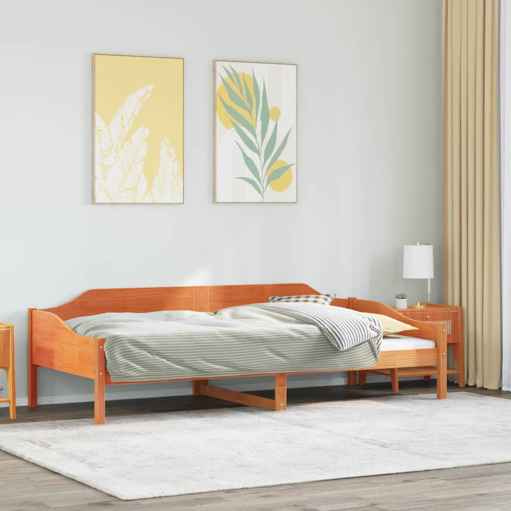 vidaXL Solid Pine Bed Frame without Mattress Waxed Brown 90x190 cm