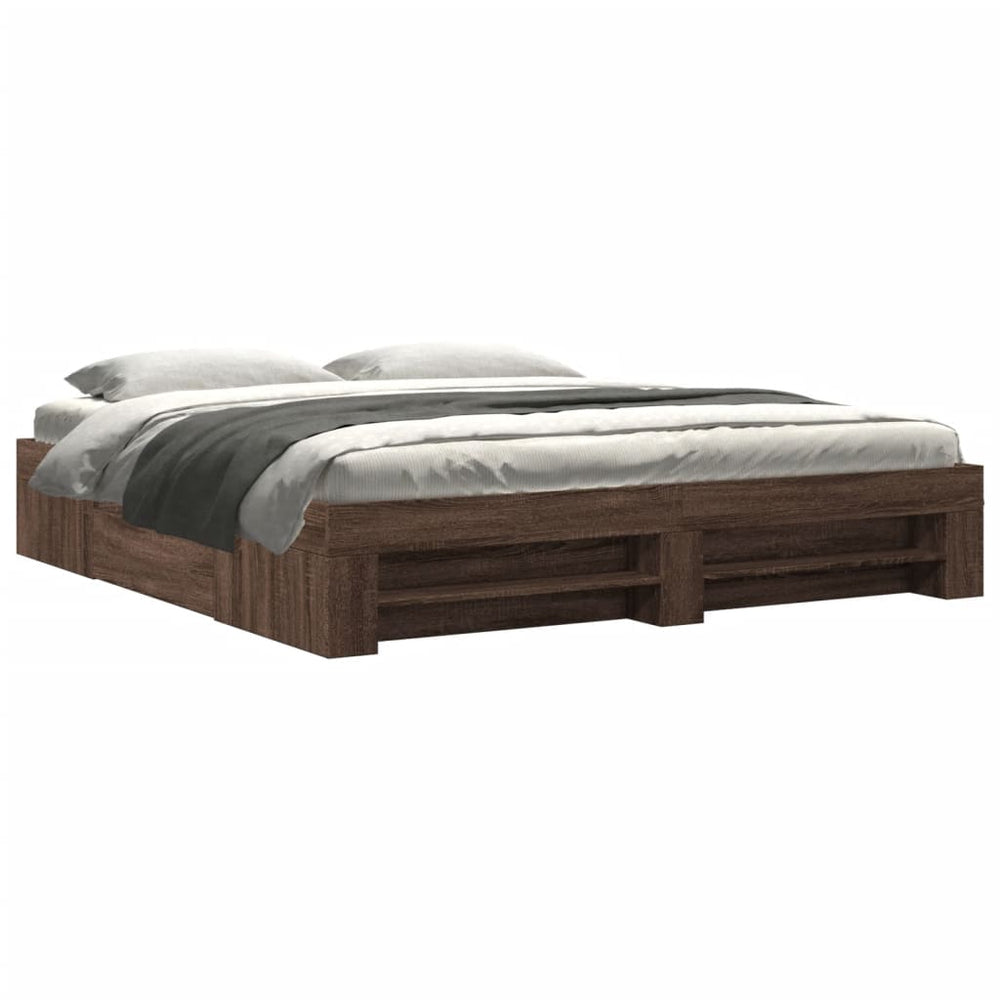 vidaXL Bed Frame without Mattress Brown Oak-Look 180x200 cm