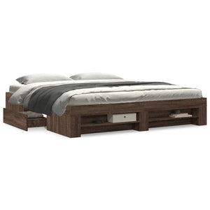 vidaXL Bed Frame without Mattress Brown Oak-Look 180x200 cm