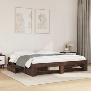 vidaXL Bed Frame without Mattress Brown Oak-Look 180x200 cm
