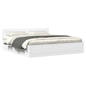 vidaXL Bed Frame with Headboard Without Mattress White 200x200 cm