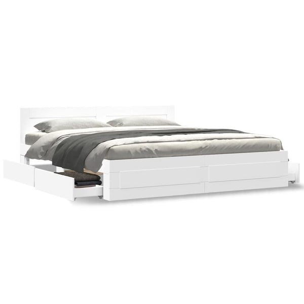 vidaXL Bed Frame with Headboard Without Mattress White 200x200 cm