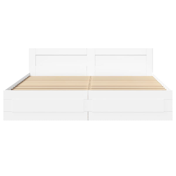 vidaXL Bed Frame with Headboard Without Mattress White 200x200 cm
