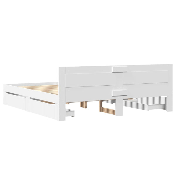 vidaXL Bed Frame with Headboard Without Mattress White 200x200 cm