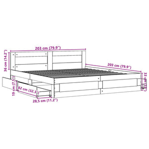 vidaXL Bed Frame with Headboard Without Mattress White 200x200 cm