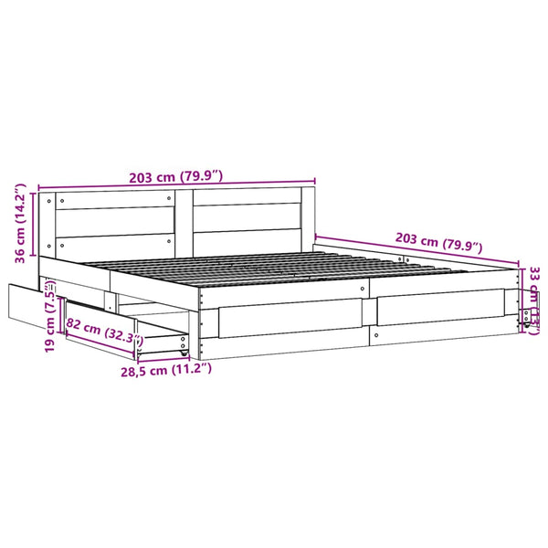 vidaXL Bed Frame with Headboard Without Mattress White 200x200 cm