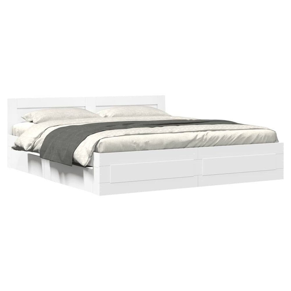 vidaXL Bed Frame with Headboard without Mattress White 180x200 cm