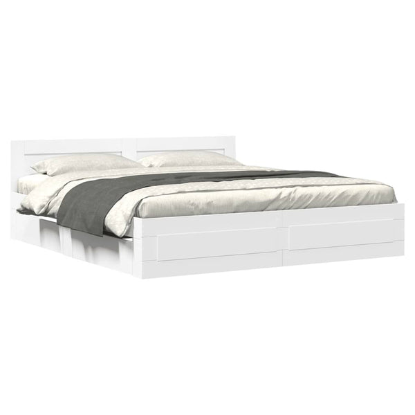 vidaXL Bed Frame with Headboard without Mattress White 180x200 cm