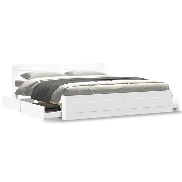 vidaXL Bed Frame with Headboard without Mattress White 180x200 cm