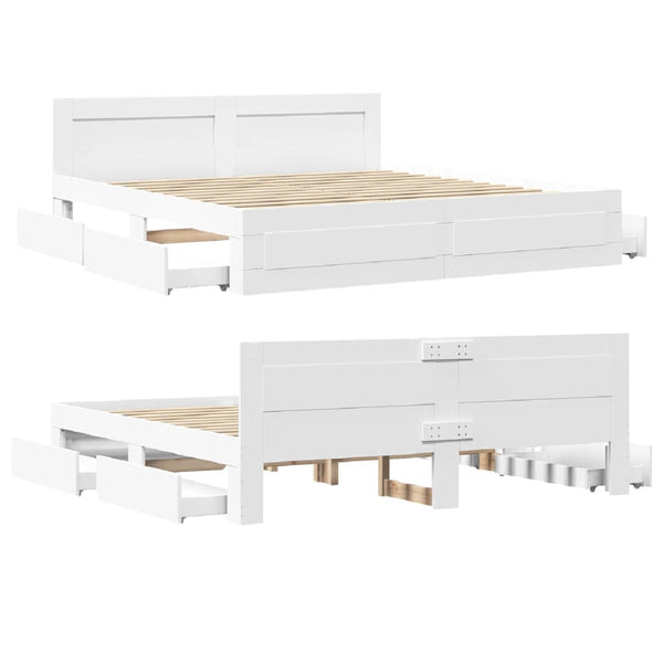vidaXL Bed Frame with Headboard without Mattress White 180x200 cm
