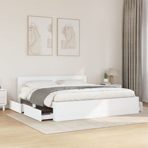 vidaXL Bed Frame with Headboard without Mattress White 180x200 cm