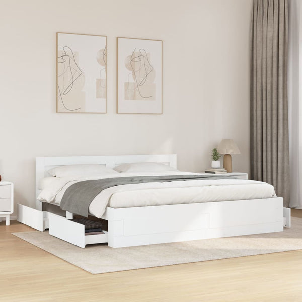 vidaXL Bed Frame with Headboard without Mattress White 180x200 cm