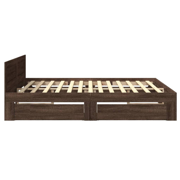 vidaXL Bed Frame with Headboard Brown Oak Effect 180x200 cm
