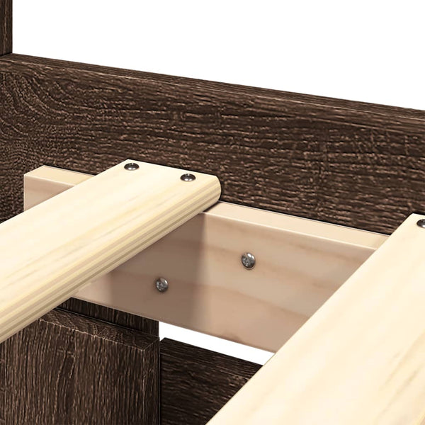 vidaXL Bed Frame with Headboard Brown Oak Effect 180x200 cm