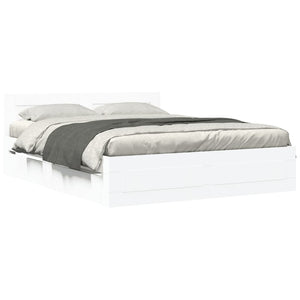 vidaXL Bed Frame with Headboard, Mattress Not Included, White 160x200 cm