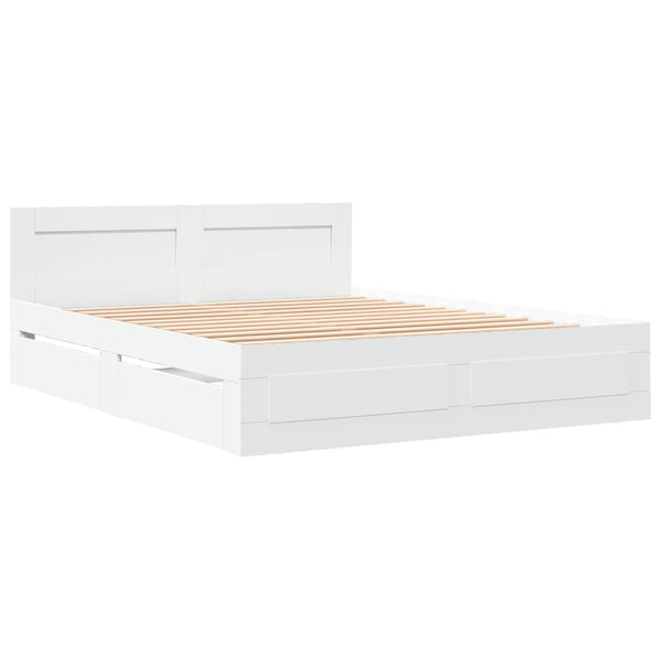 vidaXL Bed Frame with Headboard, Mattress Not Included, White 160x200 cm
