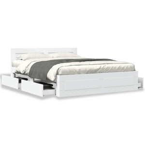 vidaXL Bed Frame with Headboard, Mattress Not Included, White 160x200 cm