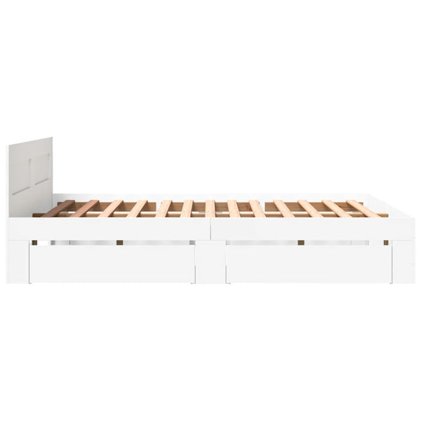 vidaXL Bed Frame with Headboard, Mattress Not Included, White 160x200 cm