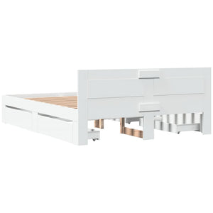 vidaXL Bed Frame with Headboard, Mattress Not Included, White 160x200 cm