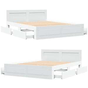 vidaXL Bed Frame with Headboard, Mattress Not Included, White 160x200 cm