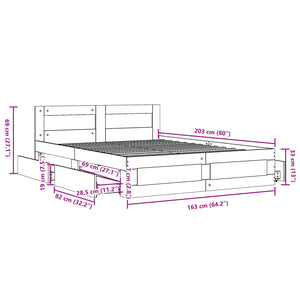 vidaXL Bed Frame with Headboard, Mattress Not Included, White 160x200 cm