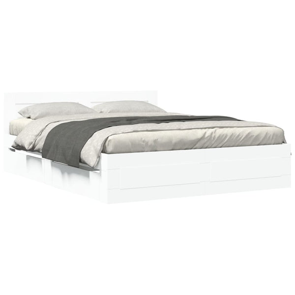 vidaXL Bed Frame with Headboard, without Mattress, White, 150x200 cm