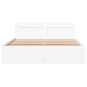 vidaXL Bed Frame with Headboard, without Mattress, White, 150x200 cm
