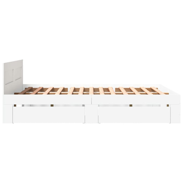 vidaXL Bed Frame with Headboard, without Mattress, White, 150x200 cm