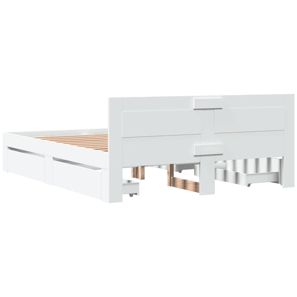 vidaXL Bed Frame with Headboard, without Mattress, White, 150x200 cm