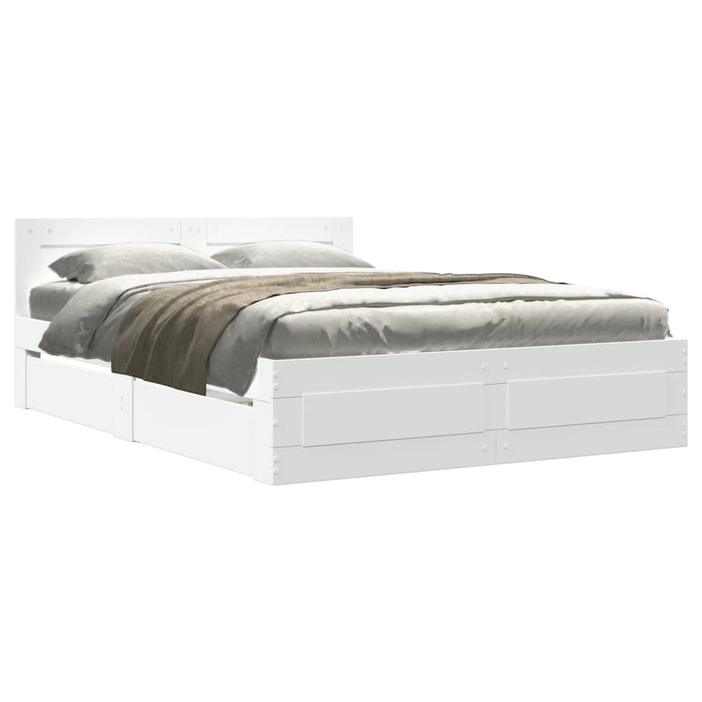 vidaXL Bed Frame with Headboard, No Mattress, White, 140x200 cm