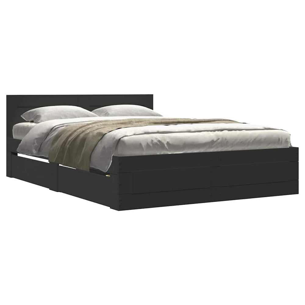 vidaXL Bed Frame with Headboard without Mattress Black 140x200 cm