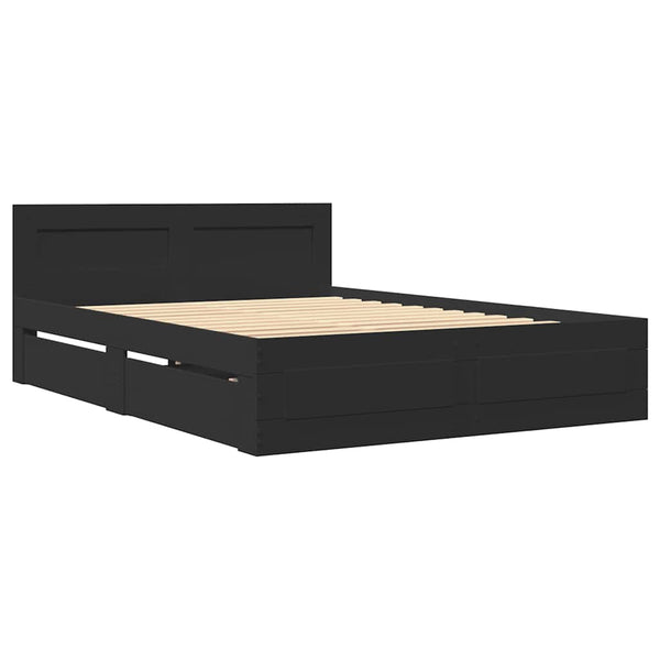 vidaXL Bed Frame with Headboard without Mattress Black 140x200 cm