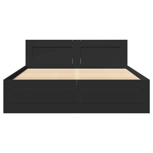 vidaXL Bed Frame with Headboard without Mattress Black 140x200 cm