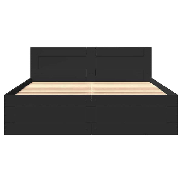 vidaXL Bed Frame with Headboard without Mattress Black 140x200 cm
