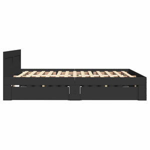vidaXL Bed Frame with Headboard without Mattress Black 140x200 cm