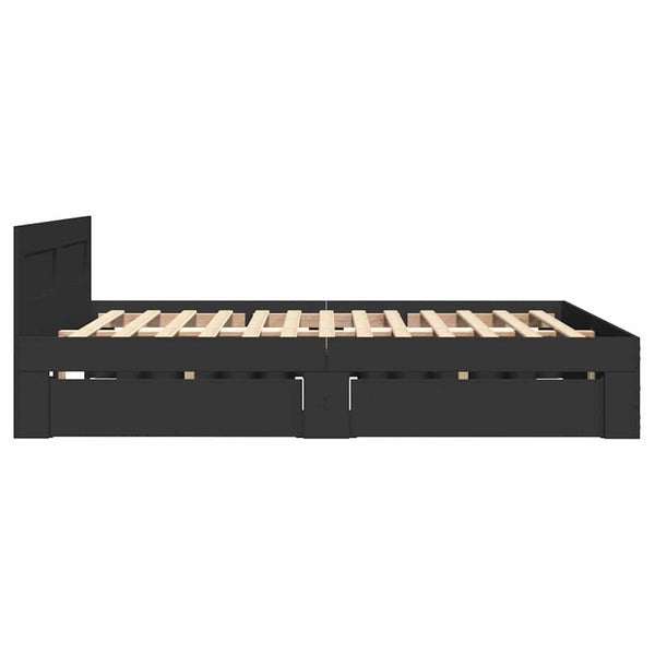 vidaXL Bed Frame with Headboard without Mattress Black 140x200 cm