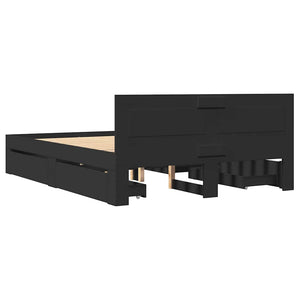 vidaXL Bed Frame with Headboard without Mattress Black 140x200 cm